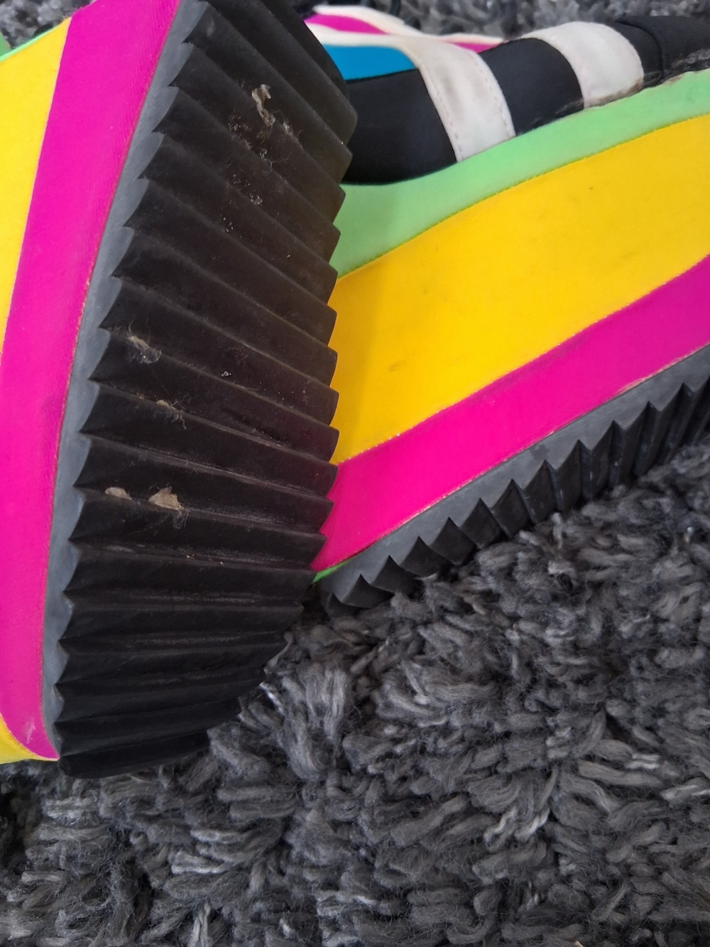 Jeffrey Campbell Multicolor Platform Sneakers with Neon Panels - Picture 4 of 8